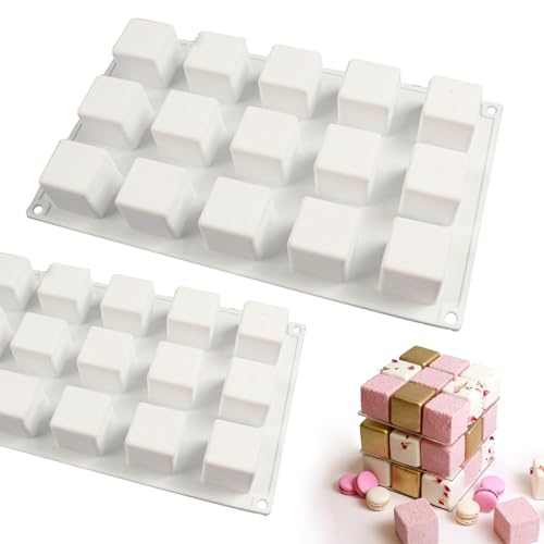 HPiano 2 Piezas Moldes De Silicona Chocolate Cuadradas,Molde Chocolate De Silicona,Molde Cuadrado De Chocolate para Hacer Chocolate Trufa Cubo De Hielo Gelatina Mousse dulces