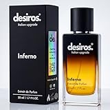 Desiros Inferno - Estratto di Profumo Uomo Italiano Seducente a Lunga Durata Intenso Elixir - Perfume di Marca - Parfum con Note Agrumate, Fresche, Legnose - 25% di Oli Essenziali - Regalo Uomo - 50ml