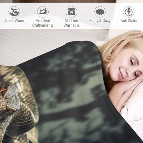 Couverture 3D serpent en flannel douce et chaude 100x130cm lavable
