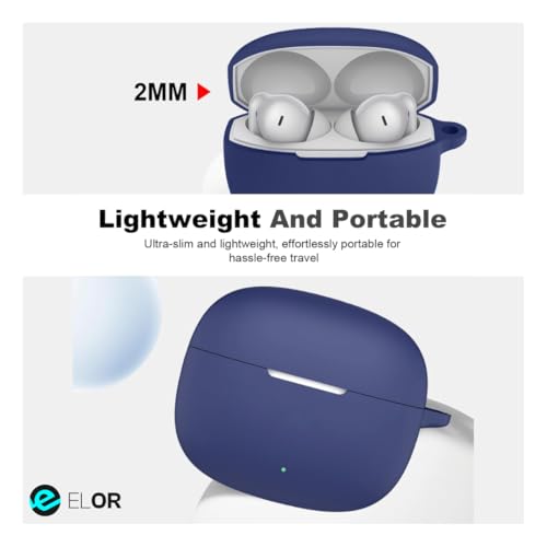 Image of ELOR Premium Silicone Case Cover Compatible with OnePlus Nord Buds 4 Pro (Earbuds Not Included) (Navy Blue)