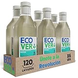 Ecover, Pack Detergente líquido para lavadora ecológico, Detergente para ropa blanca y de color, Fragancia Honeysucke & Jasmine, Contiene 6 unidades x 1L, 120 lavados