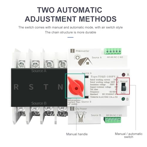 ATS commutateur de transfert automatique 4P 63A pour rail DIN triphasé