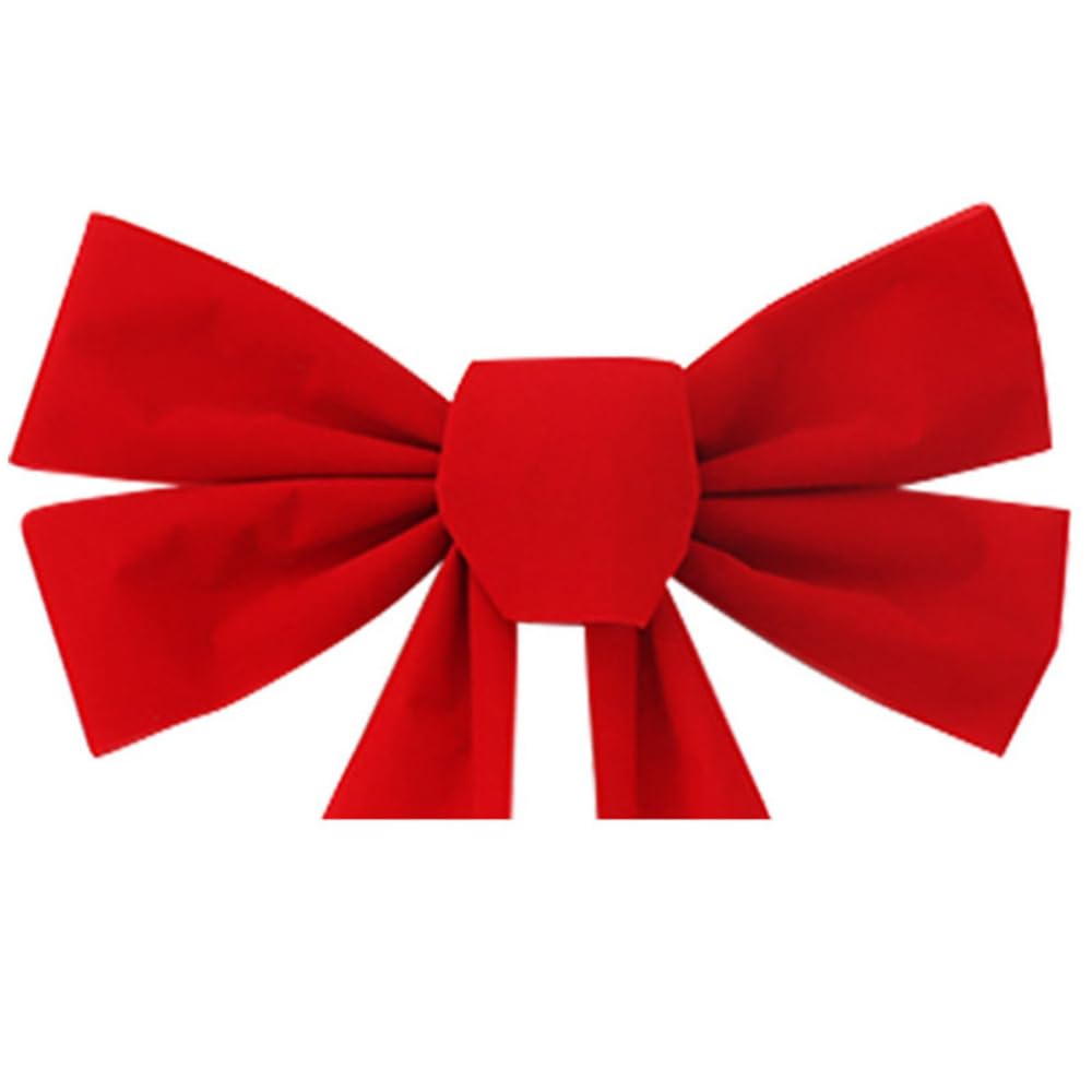 Lot de 24 nœuds de Noël en velours, décorations à suspendre, 23 x 27 cm, rouge