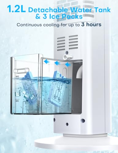 Image of MYICY 35 INCH Evaporative Air Cooler, 2025 Upgraded Swamp Cooler Air Conditioner w /Cooling Mode, 3 Speeds, Smart Timer for Auto-Off, 20Ft Remote, 70 Wider Oscillation, Air Cooler for Room Bedroom