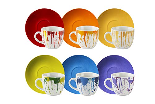 Excelsa Dripping - Juego de 6 tazas de café, porcelana, 90 cm
