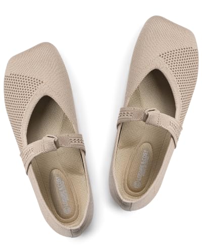 DEXJEWU Women's Wide Toe Box Flat Mary Jane Ballet Flat, Cam...