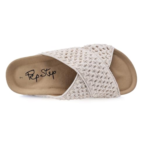 Image of PepStep Slide Sandals for Women with Soft Cork Footbed and Strap, Ladies Fashion Platform Slide Sandals Comfortable Slip On Style