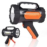Rugged Camp Titan X10 Rechargeable Spotlight - 1000 Lumens - High Powered 10W LED Bright Flashlight - Work Light & Tripod - Perfect for Camping, Hiking, Hunting, Emergencies & Outdoors (Black/Orange)