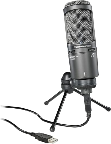 Audio-Technica AT2020USB+ Microfono cardioide a condensatore (connessione USB) per voce fuori campo, podcasting, streaming e registrazione
