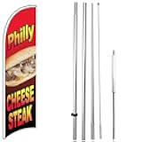 4Less Philly CHEESESTEAK - Windless Feather Swooper Flag Banner Sign Kit rb-h