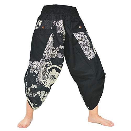 Siamrose Samurai Yoga Harem Pants Men Women Lounge Trousers, One Size, Elastic Waist