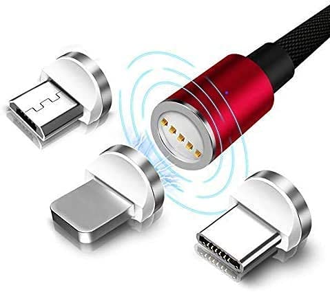 3 in 1 Fast Charging Nylon Braided Magnetic USB Charging Cable with 3 Magnetic Pin Heads & Blue Light Indicator for All Type of Android Mobiles and Devices (All in One Cabel) (B0DD54948G) Amazon Price History, Amazon Price Tracker