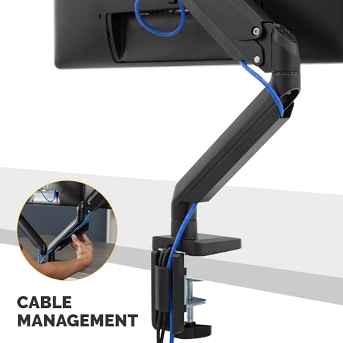 Image of Fellowes Platinum Series Single Monitor Arm for 40-Inch Monitors, Full Motion, 360 Rotation, VESA Mount with Grommet or Clamp, USB Ports, Ergonomic, Black, 8043301