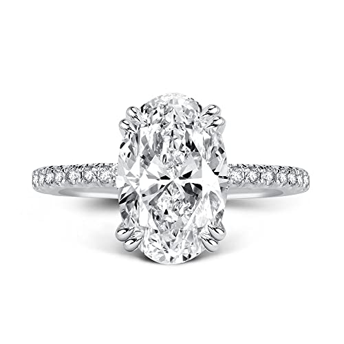 3.5CT Oval Cut Engagement Ring for Women, White Sapphire Ring,18K Yellow Gold Plated 925 Sterling Silver Promise Ring