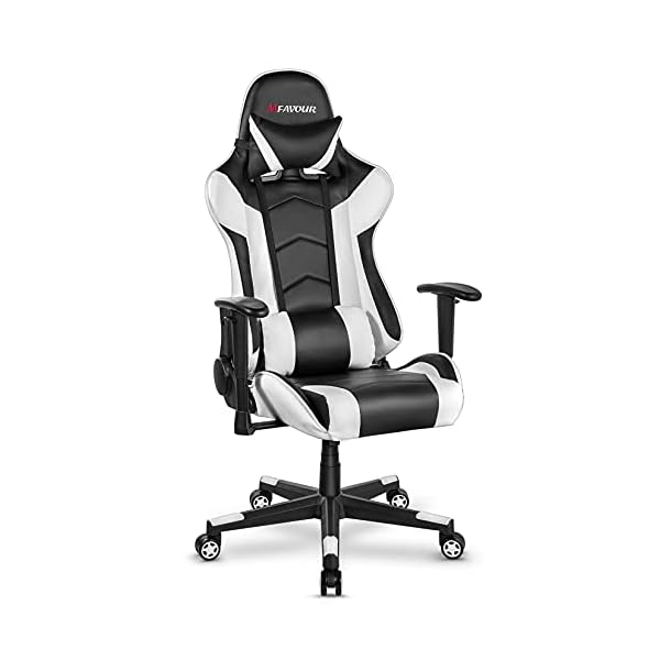 mfavour Ergonomic Gaming Chair with Height Adjustment, Headrest Lumbar Support, E-Sports Swivel Chair for Game Playing and Working
