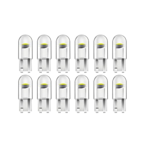 Nretluo W5W LED Bulb Car Side Light T10 LED Bulbs W5W 194 168 2825 Wedge Led Car Bulbs Interior Dome Map Door Light Bulb Cool White Pack of 12