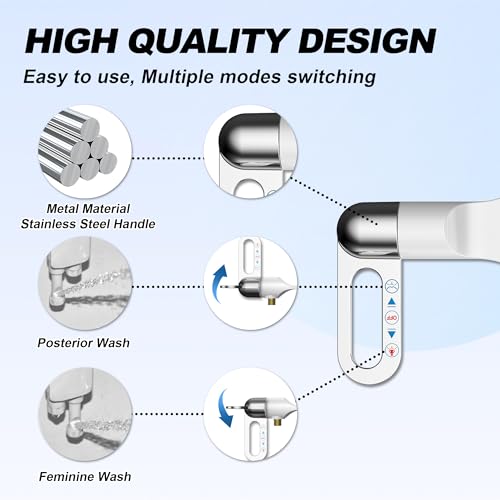 Bidet Attachment for Toilet Ultra Slim Non-Electric Bidet for Standard Toilet Self-Cleaning Dual Nozzle Adjustable Pressure, Feminine Wash Bidet Attachment