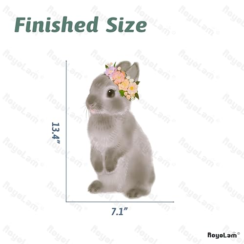 Vinilo decorativo conejo gris con flores para pared miniatura 5