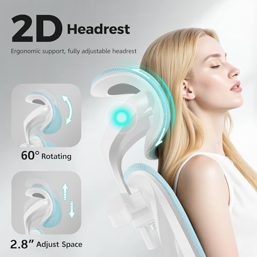 Image of Ergonomic Office Chair High Back Desk Chair with Lumbar Support, Breathable Mesh Computer Chair with Adjustable Armrests Height, Reclining Swivel Big and Tall Gaming Chair for Home Office(Light Blue)