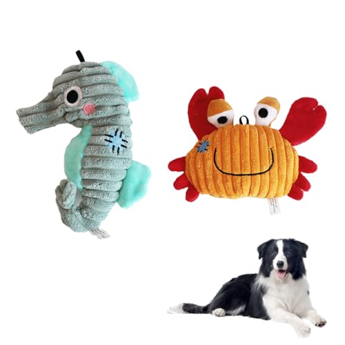 Dog Plush Squeaky Toys for Small & Medium Dogs (2 Pack)