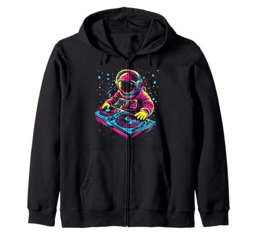Astronauta DJ EDM Music House DeeJay en Space Techno Party Sudadera con Capucha