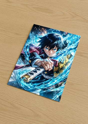 Image of NIJUKA Anime Printed A4 Size Metal sheet Poster For Home And Room Decoration | For Anime Art Fans Boys And Girls (Giyu Tomioka Water Hashira)