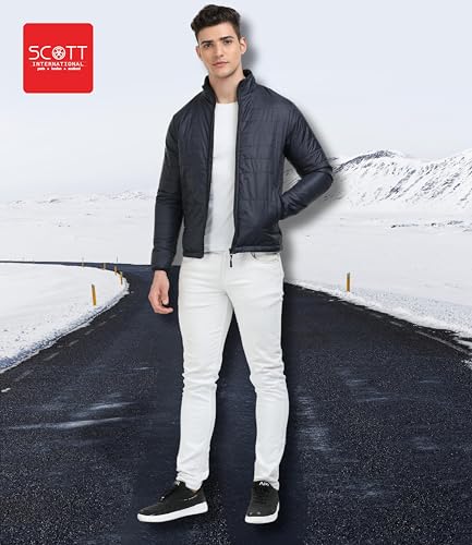 Image of Scott International Men's Quilted Puffer Jacket - Lightweight, Water Repellant, Elastic Cuffs, Zipped Pockets, Casual Winter Jacket - Stylish Outerwear for Men