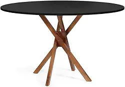 Mesa de Jantar Redonda 6 Lugares 120cm em Madeira June Preta - Straub Web