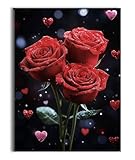 Diamond Painting Rose Liebe Diamond Painting Erwachsene, DIY Kreuzstich Set für Basteln Erwachsene Full Drill Diamant Bilder Kristall Bastel Sets Anfänger Deko Wohnzimmer Wand Geschenk 35x45cm P-q-77