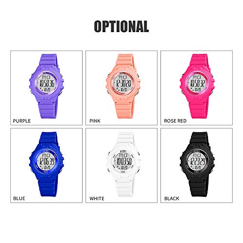 Relógio digital infantil Doneioe para meninos e meninas com 7 cores de fundo de LED 5 ATM à prova d