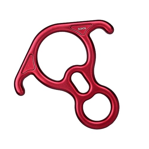 Toyvian descensor de aleación de Aluminio Equipo de rapel Rappel Figura 8 Equipo de Escalada de árboles 8 Dispositivo descensor en Forma de 8 Anillo de rápel aleación de Aluminio 7075 Rojo
