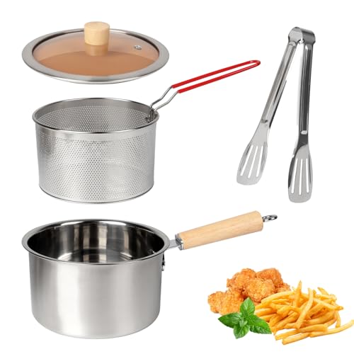Stainless Steel Oil Filter Pot, 2.5L Large Capacity Versatile Oil Filter Vessel with Strainer Basket and Handle, 2 in 1 Bacon Grease Container for Deep Frying Boiling Simmering by mumisuto - Used condition - CA$28.23