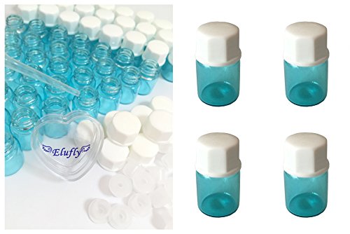 Elufly 1/4 Dram Sky Blue Glass Vial 1ML Oil Bottles- Screw Cap +Orifice Reducer+Bottles+White Cotton Piece 60-120 Units (60, Sky Blue)