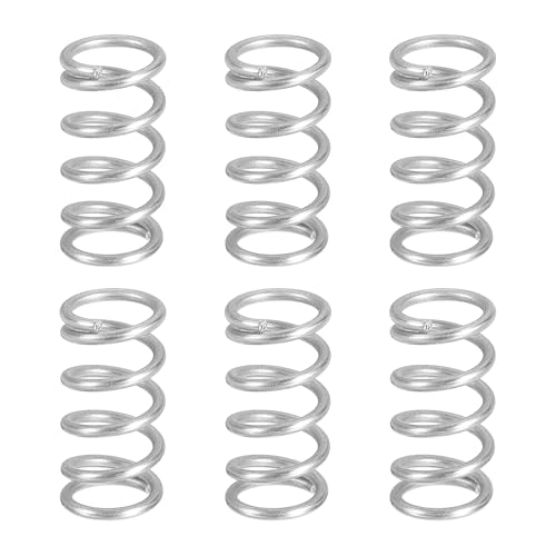 QUARKZMAN 6pcs Muelle de Compresión, Resortes de Compresión de Acero Inoxidable 304 Extensión Resorte Comprimido Helicoidal Resortes de Presión de Bolígrafo, 1.2 * 10 * 20mm (Diá*OD*L)
