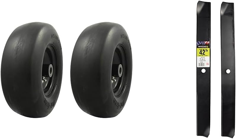 MARASTAR Universal Fit Lawnmower Tire Assembly Bundle with Maxpower 42-Inch Cut Toro Mower Blades