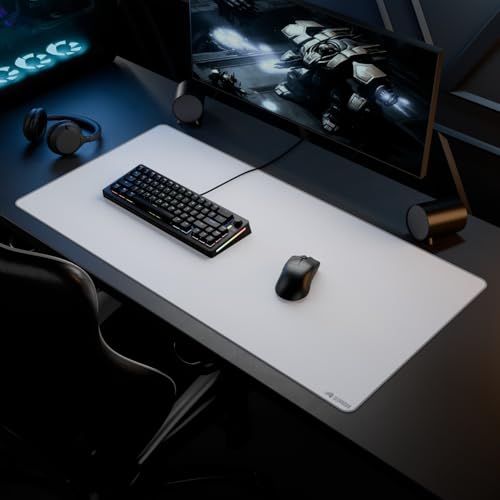 Image of GLORIOUS Gaming Mouse Pad GMP 2 - XXL - Spill-Proof Mouse Pad, Optimised for Gaming Sensors, Balanced Surface for Speed & Control, Stitched Edges - 915mm x 460mm x 3mm - White 2XL Desk Mat
