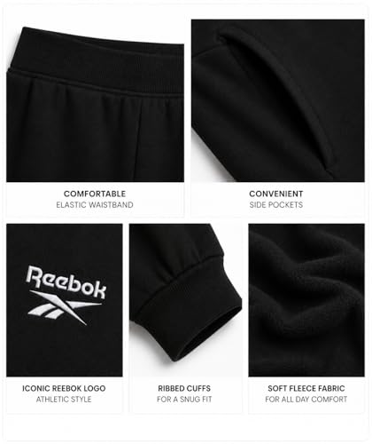 Pantalones deportivos Reebok de niñas con forro polar hilado ligero y transpirable para verano 5