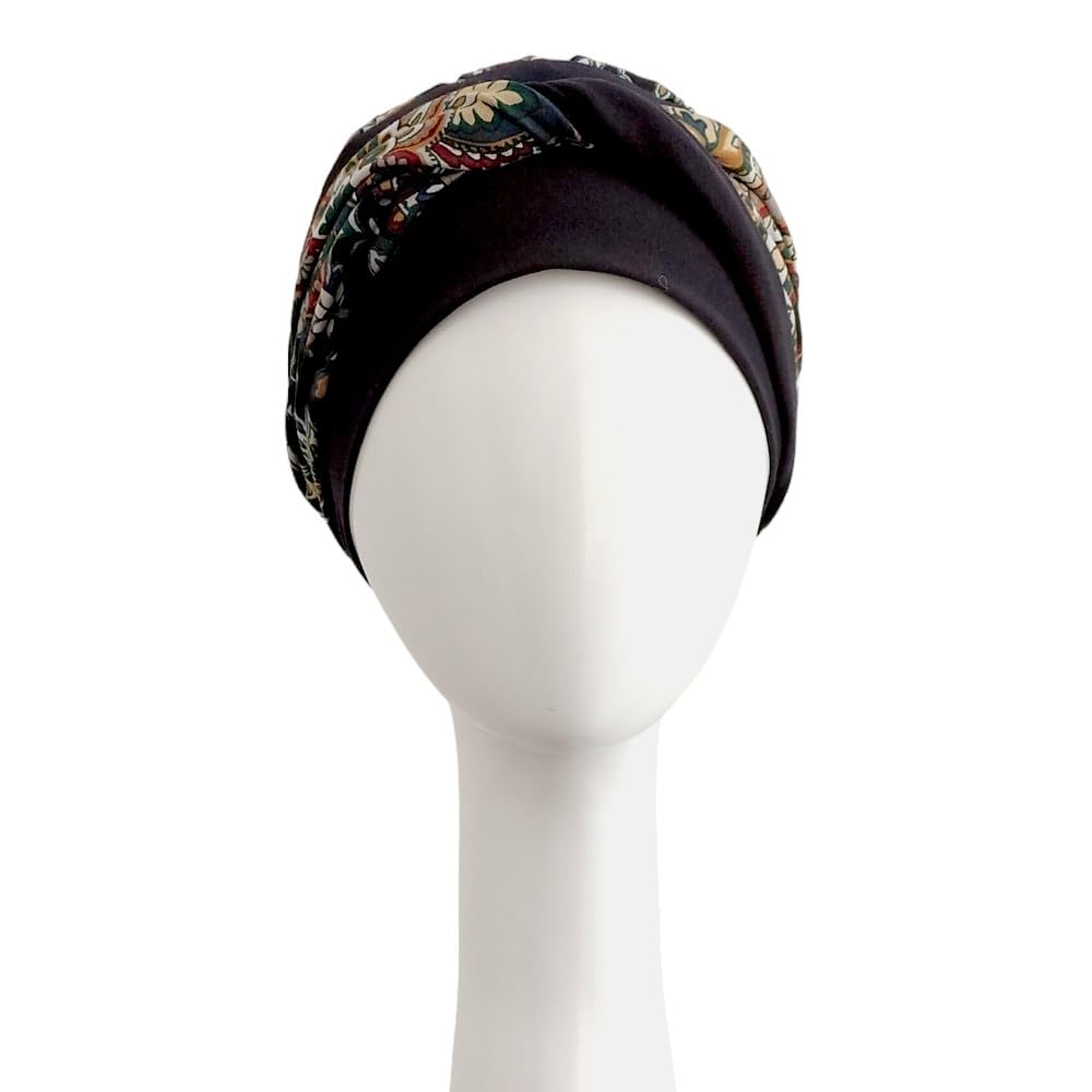 CAREBELL Turbante Elegance Black Cachemira para quimioterapia. Tejido de Algodón. Alopecia y pérdida de Cabello