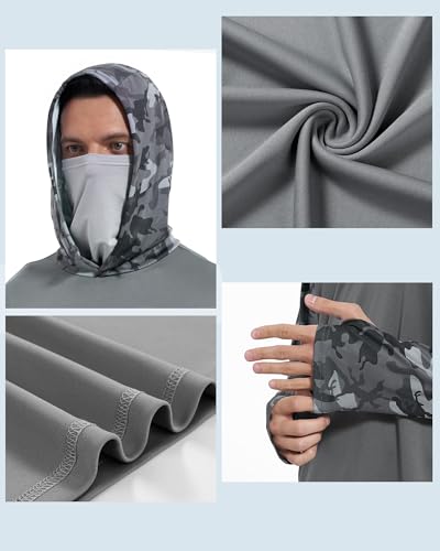 FISHEAL Men's Performance Fishing Hoodie Shirt - UPF 50+ UV Sun Protection Long Sleeve Shirts with Mesh Face Mask4