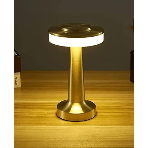 HJLRR Portable LED Table Lamp, Rechargeable Touch Control Cordless Night Light for Bar Restaurant Coffee Bedroom Bedside Light,Gold Cover