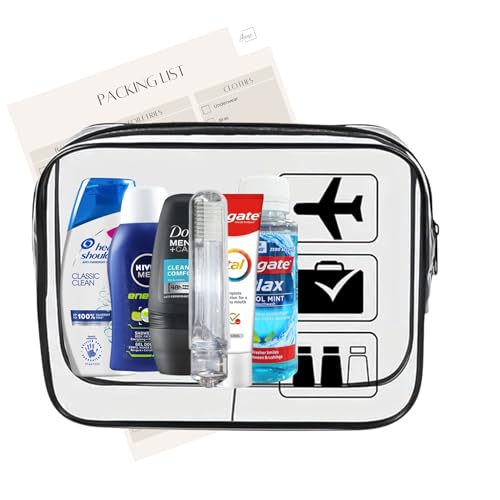 Men’s Travel Toiletries Set – Airport Approved Travel Size Toiletries Kit for Men, Overnight Essentials for Hospital, Camping & Holidays, Clear Travel Bag