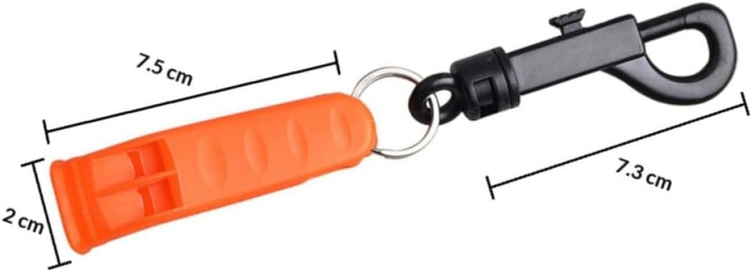 5pcs Lightweight Portable Plastic Emergency Survival Whistle with Keyring for Camping and Outdoor Safety, Bright Orange Safety Whistle for Lifeguards and Pet Dog Use