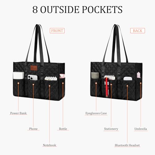 Bolso tote grande resistente al agua para mujeres KKXIU, con 17 bolsillos y cierre con cremallera superior, ideal para profesoras y enfermeras en el trabajo o la escuela miniatura 3