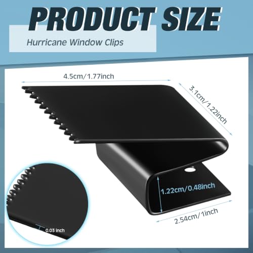 Clips para protección de ventanas Dunzy de acero negro para placas de huracán de 1/2" 3