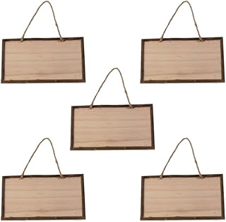 VILLCASE 5pcs Unfinished Wood Sign, Rectangle Door Sign Hanging Plaque Rustic Light Brown Wood Blanks for DIY Craft Home Decor Perfect for Garden Party and Christmas