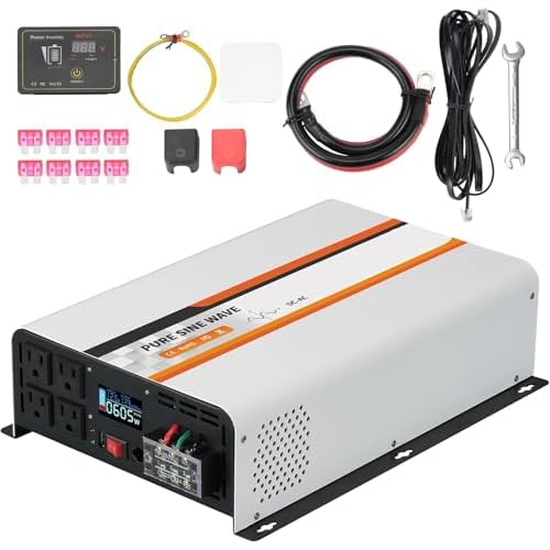 3000W Pure Sine Wave Inverter Features a Built-in 5V/2.1A USB Port with a hardwire Remote Controller.24V DC to 120V AC Converter for Home, RV, Truck