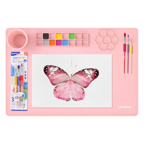 LRFORMB Silicone Painting Mat 23.6x15.8in Art Drawing Mat with Brushes