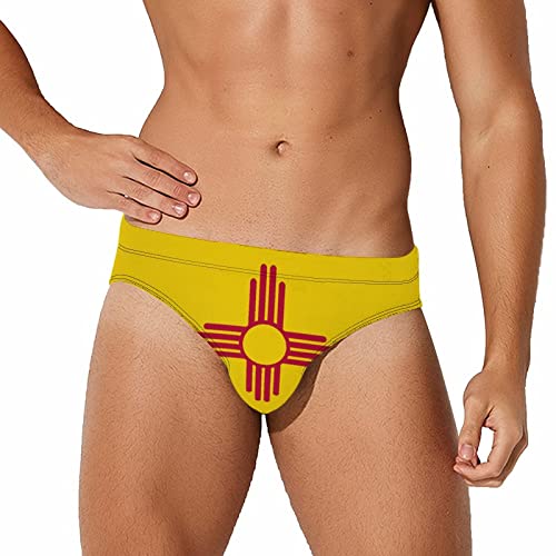 Calculay New Mexico State Flag Men's Swimming Trunks,Beach Shorts Stretch Swimsuit Quick Dry