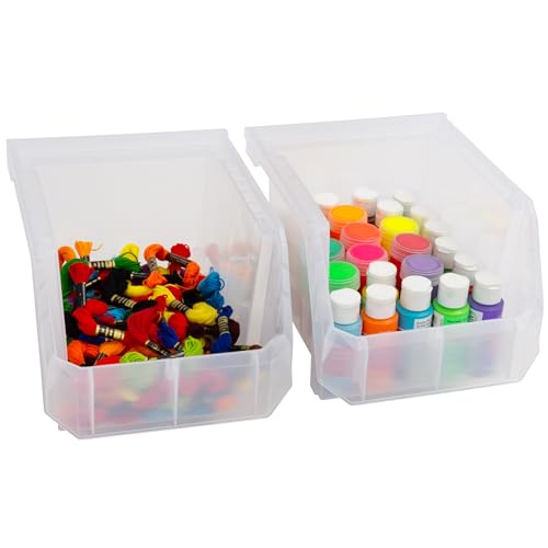 Image of ReadySpace Plastic Containers for Organizing and Storage Bins for Drawers, Desks, Office Organization, and Garage, Stackable Bins, Medium-Tall (7 inch x 11 inch x 8 inch), 4-Pack, Black