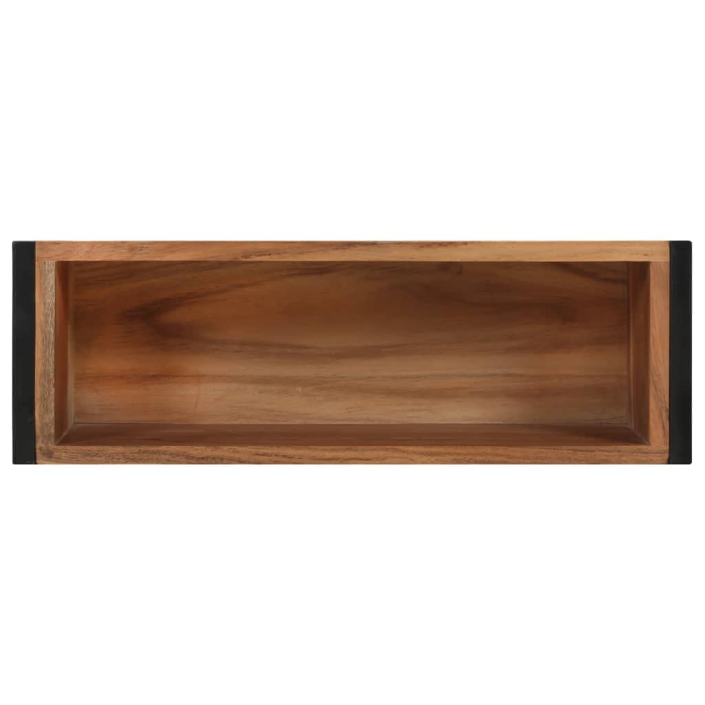 Donica na rośliny, 60 x 20 x 68 cm, wykonana z litego drewna akacjowego z malowaną proszkowo stalową ramą, do ogrodu, na balkon, taras, do użytku wewnątrz i na zewnątrz, odporna na mróz